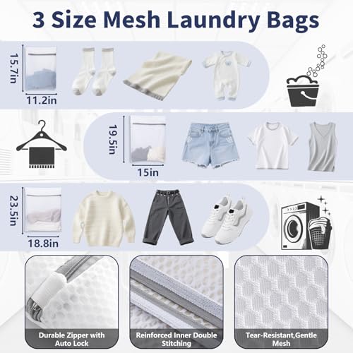 150L Laundry Bag Backpack with 3 Sizes Mesh Wash Bags and Shoulder Straps | Foldable Clothes Hamper Bag with Drawstring Closure for College, Apartment, Laundromat（Black）