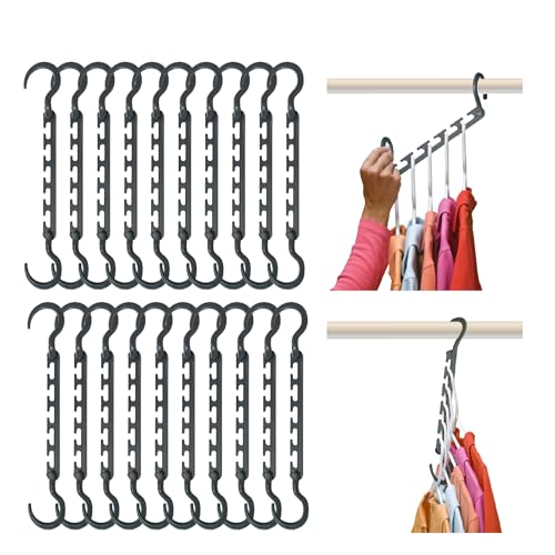 Max 20-Pack Space Saving Cascading Hangers, Classic Grey Hook