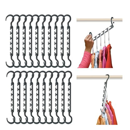 Max 20-Pack Space Saving Cascading Hangers, Classic Grey Hook