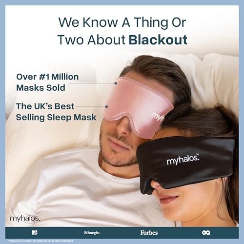 MyHalos® Sleep Mask for Men and Women, 3D Blackout Eye Masks for Sleep | Sleeping Mask, Blindfold, Zero Pressure, Breathable, Side Sleepers & Eyelash Friendly, Night & Travel Eye Mask (Peach)