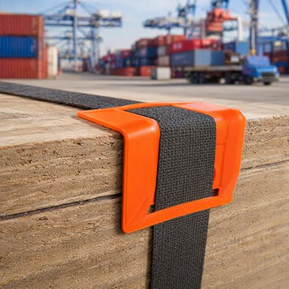 20 Packs Edge Protectors for Cargo Loads, Flatbed Corner Protectors, Tiedown Plastic Protector, Truck Shipping, Protects Cargo Edges, Orange