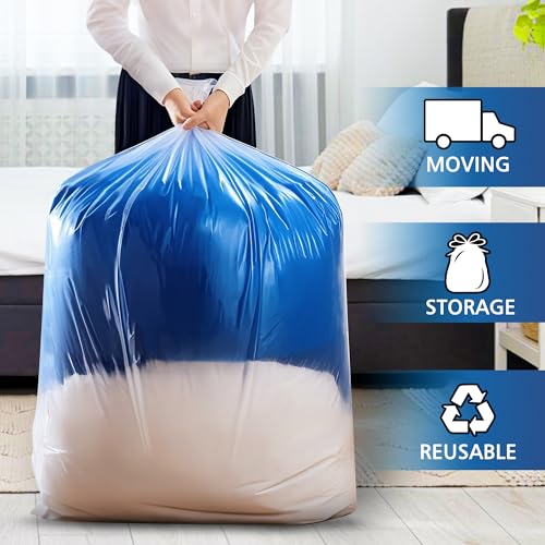 10 Pack 40” x 58” Extra Large Clear Plastic Storage Bags for Luggage Cover | 2 Mil Storage Bags Ideal for Car Seats, Suitcases, Strollers, Small Bikes, Attic Storage, Clothes, Xmas Trees, (with 10 Ties)