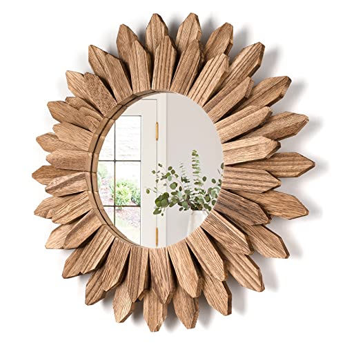 Wall Mirror Decorative 12 inch Rustic Wood Mirror... (Wood)