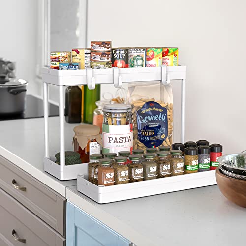 Simple Houseware 3-Tier Slim Rolling Cart w/Handle 5.5" Wx27.5 H, White | Storage Cart for Narrow Space (5.5-Inch Wide) Kitchen, Bathroom, Laundry Room
