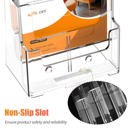 Acrylic Brochure Holder 8.5x11, Clear 3 Tier Magaz... (Clear | Acrylic)