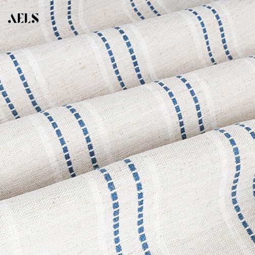 Farmhouse Hanging Laundry Hamper with 2 Hooks, Boho Beige & Blue Stripes Laundry Bag with Zipper & Wide Open Top, Over the Door Organizer for Dirty Clothes, Washable Space Saving Storage