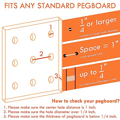 Pegboard Hooks, 8 Pack Peg Board Tool Utility Hooks & Hangers (Black) | 1/4" Pegboard Accessories Organizers, Heavy Duty Peg Board Big Tool Hooks, Shelving Hangers for Craft Garage Workbench Office