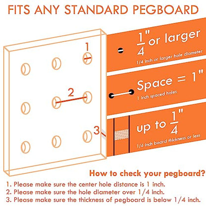 Pegboard Hooks, 8 Pack Peg Board Tool Utility Hooks & Hangers (Black) | 1/4" Pegboard Accessories Organizers, Heavy Duty Peg Board Big Tool Hooks, Shelving Hangers for Craft Garage Workbench Office