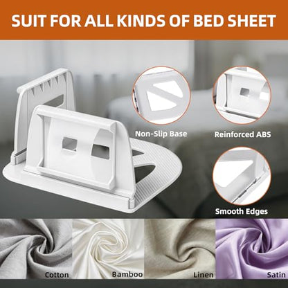 Upgrade Bed Sheet Holders for Corners - 4 Pack One-Time Installation Sheet Locks, Heavy Duty Fitted Sheet Clips to Keep Sheets Tight & Firm, No-Lift Mattress Sheet Grippers, Universal Fit