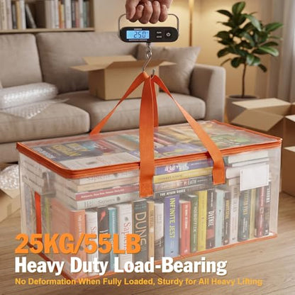 KYODOLED 2-Pack Clear Moving Bags Heavy Duty Extra Large, Storage Totes with Reinforced Handles & Label Pocket, Transparent Packing Containers for College Dorm, Clothes, Bedding, Home Organization
