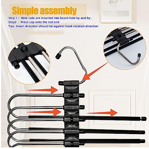 9 Layers Foldable Pants Hangers Space Saving Hanger Black