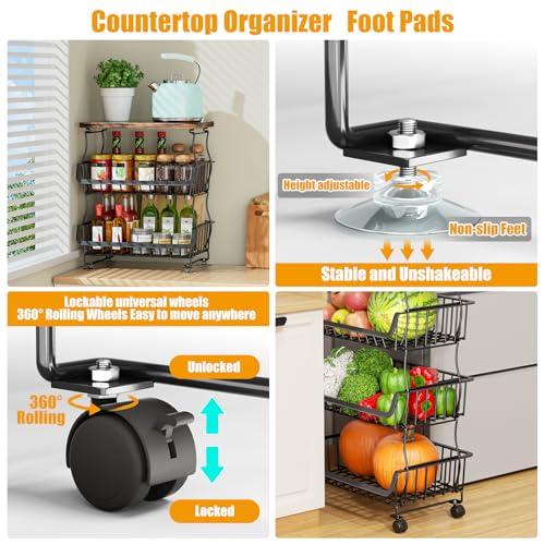 5 Tier Fruit and Vegetable Basket for Kitchen with...