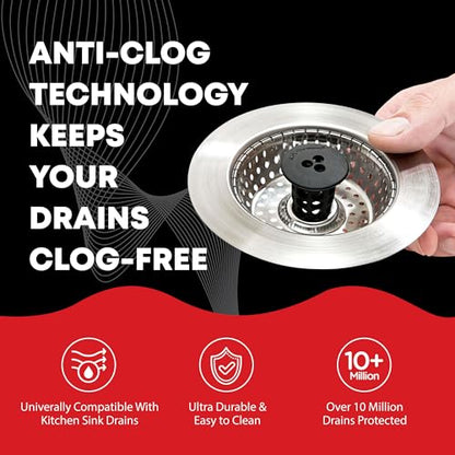 SinkShroom Revolutionary Clog-Free Sink Strainer Basket, 2-Pack, Stainless Steel