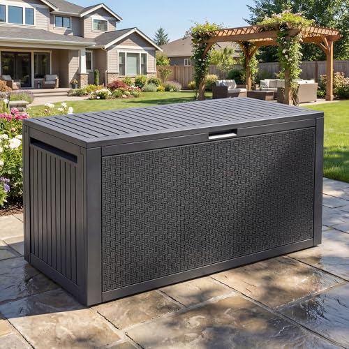 95 Gallon Outdoor Storage Deck Box (Dark Gray | Resin)
