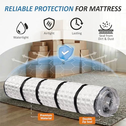 Foam Mattress Vacuum Bag with 4 Adjustable Packing Straps for Moving, Storage, Shipping, Vacuum Seal Mattress Bag with Packaging Straps (Queen/Full/Full-XL)