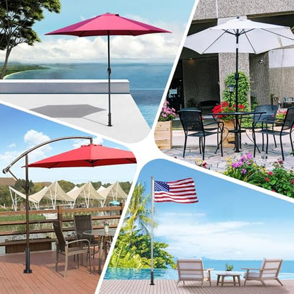 Patio Umbrella Base, Heavy Duty Deck Umbrella Mount, Outdoor Umbrella Flag Pole Holder Stand Base for 1"-1.8" Pole, Umbrella Base for Pool, Entryway, Patio Table, Balcony, Decks, Docks, Backyard 1PC