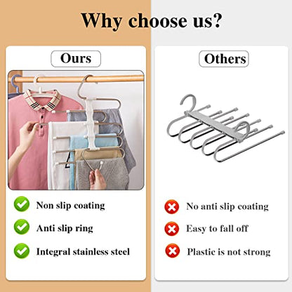 Kalimdor Pants Hangers 2 Pack Space Saving Metal Closet Organizer,Clothes Pants Hangers,Anti-Slip Design,Closet Organizers and Storage for Pants Jeans Skirts Scarf Legging