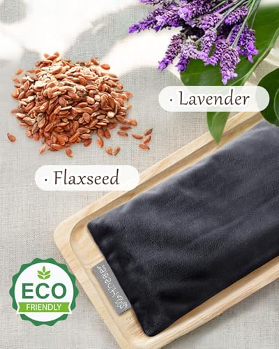 Lavender Eye Pillow for Relaxation, Yoga, Sleep – Weighted Eye Mask for Headache, Sinus, Aromatherapy Moist Heat Compress, Meditation Accessory, Relaxation Gift for Women (Black（only One）)