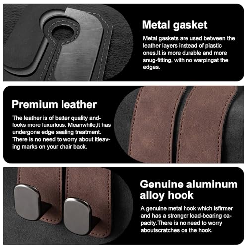 Car Purse Hook Purse Hook for Car Seats Headrest Car Seat Hooks,Heavy Duty Vehicle Organizer for Handbags, Groceries, Purses, Keep Car Tidy (Brown, 2 Pack)