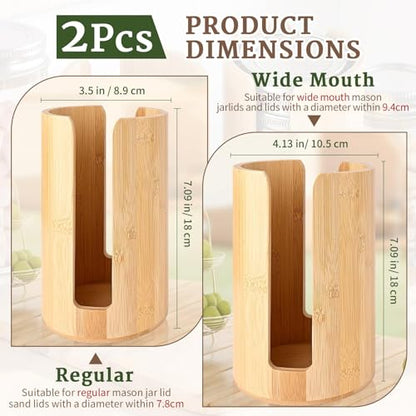 2 Pack Bamboo Mason Jar Lid Organizer for Wide & R... (Silver | Bamboo)