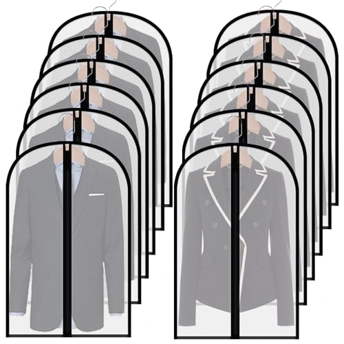 Suit Bags for Closet Storage, 40" Garment Bag for Hanging Clothes | Sturdy zippers with stoppers prevent runaway sliders. Protect coats from dust & pet hair. Clear,breathable and washable bags