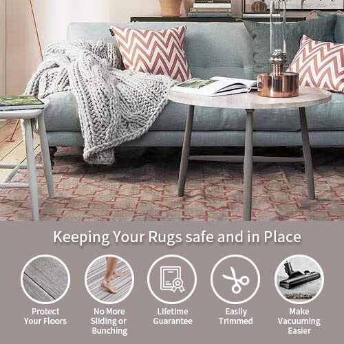 Rug Pad 9X12 Non-Slip Area Rug Gripper for Hardwood Floors Durable & Strong | outdoor rug pad,Anti Slip,Keep Your Rugs Safe and in Place,Floor protection,Easiest installation