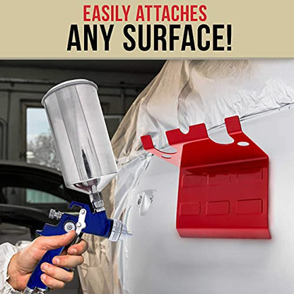 TCP Global® Brand Magnetic Paint Spray Gun Holder Stand, Hold up to 2 Gravity, Siphon or Pressure Feed HVLP Guns, Air Hose, Booth Wall, Body Shop