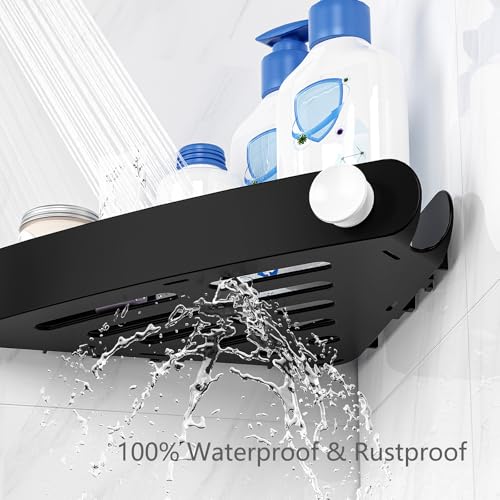 Plastic Shower Caddy Corner (for 90° Only), 4 Pack, Black | Adhesive Corner Shower Shelves for Smooth Wall Bathroom Organizers and Storage, Bathroom Decor