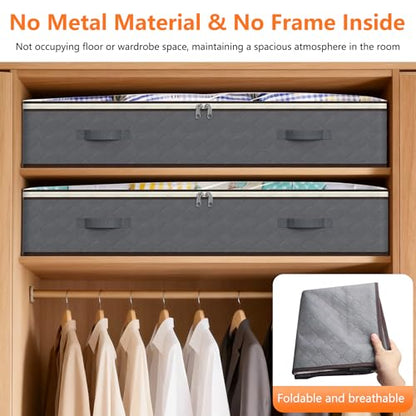 90L Under Bed Storage Containers,4-Pack Closet Organizer Storage Bins ,Grey | for Organization and Storage Clothes, Shoes, Blankets & Pillows,Visible Transparent Top Storage Bins with Lids