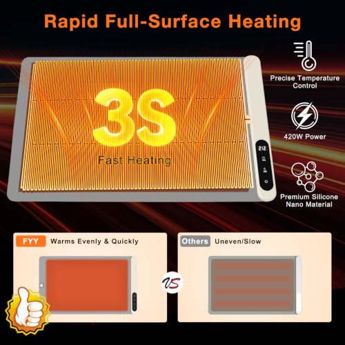 FYY Warming Mat for Food - Rapid and Full Surface Heating, 6 Temp Settings, 6H Timer, Rollable Portable Food Warming Mat, Ideal for Gatherings, Parties, Keep Meal Warm (X Large Size, Gray)