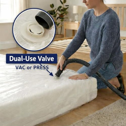 Hefty Shrink-Pak Mattress Bags for Moving – Full/Queen Size | Heavy Duty & Water Resistant Vacuum Compression Mattress Bag, Storage Protection Mattress Cover for Moving