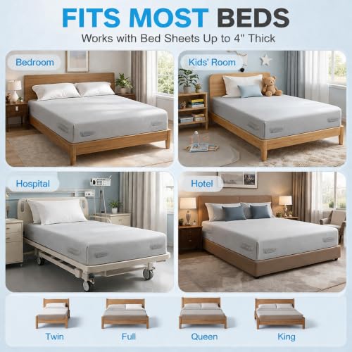 Bed Sheet Holders for Corners, 4 Pack Sheet Fasteners | Fitted Sheet Holder Keeps Sheets Tight & Wrinkle-Free, Zigzag Lock, No-Lift Install, Fabric-Safe, Fits King Queen Full Twin