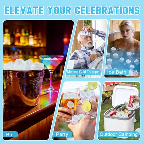 300 PCS Reusable Ice Cube for Drink, Refreezable Plastic ice Cubes Without Diluting BPA Free, Large Pack With Bag, Suitable for Whiskey Coffee Bars Ice Baths Camping, Instant Cooler Packs