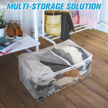 Large Storage Bag for Clothes, Jumbo Zipper Totes | 20 Gallon xxl, Flexible, Clear Extra Thick Plastic, Reinforced Handles, Double Zip