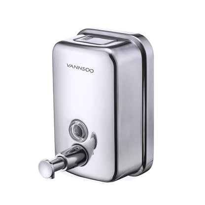 Commercial Soap Dispenser Wall Mount Stainless Steel, 17 fl.oz. | 500ml Manual Liquid Pump Rust-Proof Leak Free for Bathroom