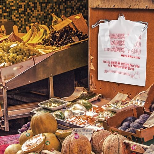 Lounsweer 2 Pcs Plastic Grocery Bag Holder with 50 Pcs Bags, T-shirt Sack Organizer Rack Hanging Holder, Storage Organization Accessories for Grocery Store Supermarket Restaurant Business