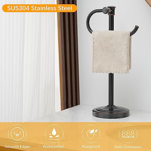 17 Inch Oil Rubbed Bronze Stand Towel Bar Hanger Hand Towel Bar Bathroom Vanity Countertop Towel Holder Free Standing Stainless Steel Towel Ring Hardware Accessories Towel Rack