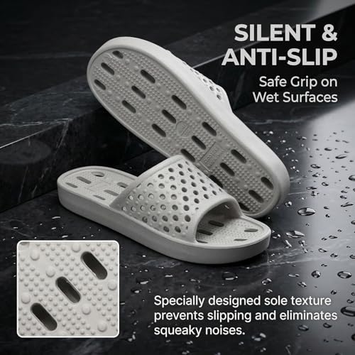 clootess Shower Shoes Slide for Men and Women Bath Non-Slip Holes Slipper | House Bathroom Flip Flops Pool Gym Students College Dorm Quick Drying Comfortable Sandals