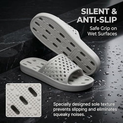 clootess Shower Shoes Slide for Men and Women Bath Non-Slip Holes Slipper | House Bathroom Flip Flops Pool Gym Students College Dorm Quick Drying Comfortable Sandals