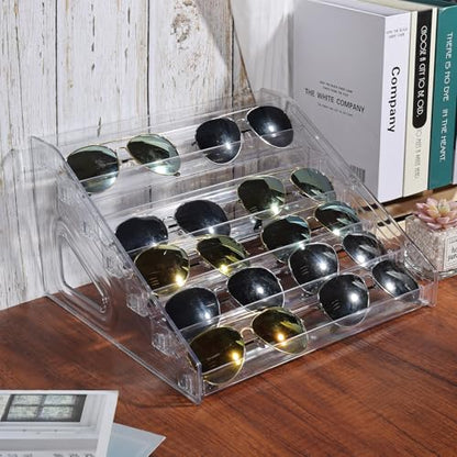 2 Pack 7 Tier Sunglass Organizer Stand, Versatile Clear Acrylic Sunglass Holder Display Stand Sunglass Storage Tray for Highlighting Glasses Makeup Nail Polish Graded Cards