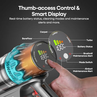 Cordless Vacuum Cleaners for Home, 650W 55KPa Powe... (Gold)