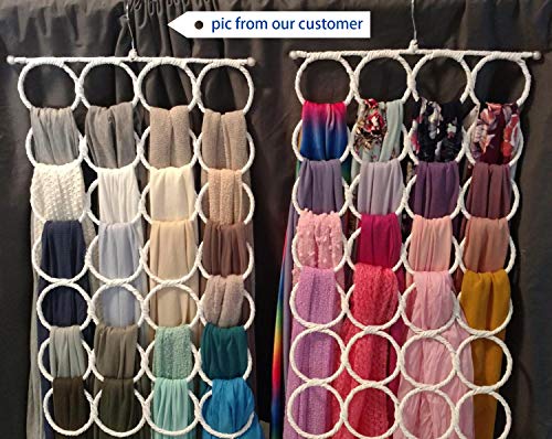 Tosnail Pack of 2 Scarf Hanger Holder Organizer Space Saver for Tie, Belt, Scarves, Socks - White