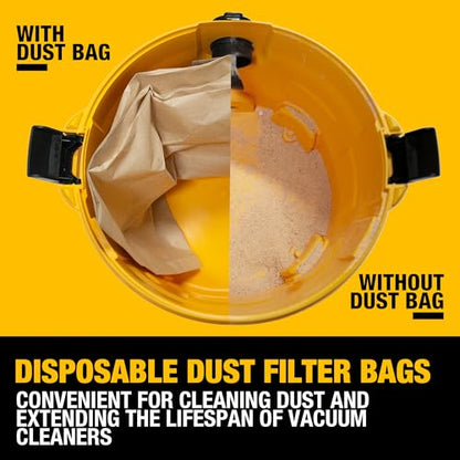 3 Pack DEWALT Dust Bag DXVA19-4101, for 6-10 Gallon Wet/Dry Vacuum, DEWALT Vacuum Bags, Compatible with DXV06P DXV09P DXV09PA DXV10P DXV10PL DXV10S DXV10SA DXV10SB