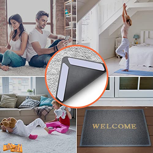ZONGOOL 16PCS Rug Tape Non Slip Rug Pad Grippers Double Sided Carpet Tape | No Damage Floor Reusable Washable Grippers No Residue Rug Corners For Hardwood Tile&Laminate Floors Anti-Curl Rug Stickers