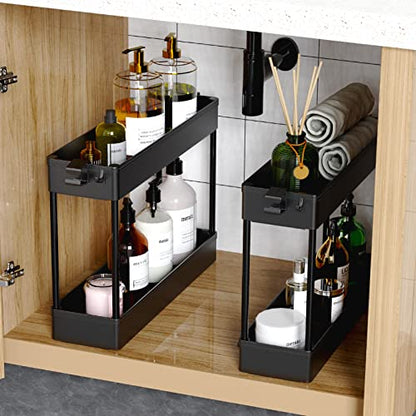 SPACEKEEPER Slim Rolling Storage Cart, 4 Tier Bathroom Cart Organizer,Black | Narrow Rolling Cart with Wheels for Kitchen Office Bathroom Laundry Room,Mobile Utility Cart for Craft Art Makeup Nail Polish