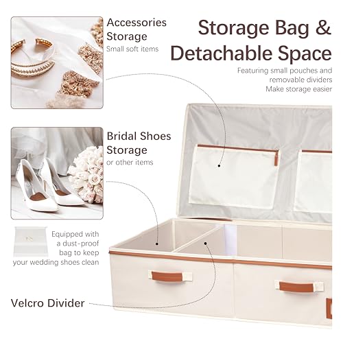 Wedding Dress Storage Box, Large Shadeable Wedding Dress Preservation Box with Microfiber Gloves, 20 Sheets of Acid Free Paper and Dustproof Bag for Wedding Dress, Heirlooms, Gowns