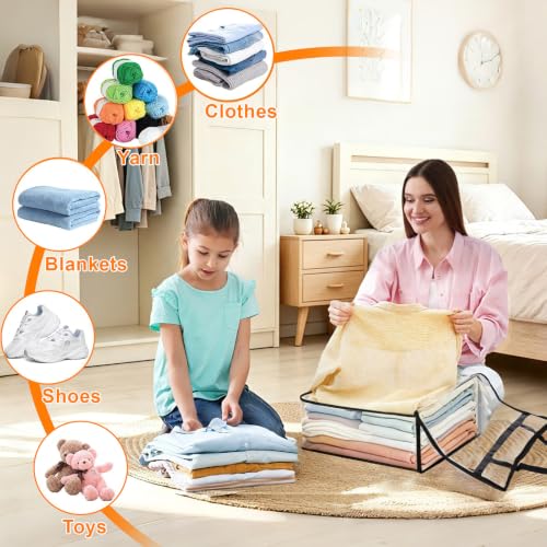 4 Pack Clear Clothes Storage Bags, 40L Vinyl Blanket Storage Containers with Heavy Duty Zipper, Foldable Moving Bags, Closet Organizers for Bedding, Clothing, Comforters, Linens, Duvet