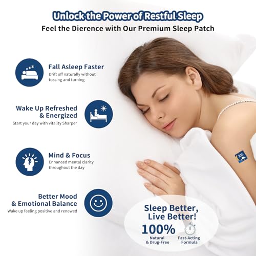 Sleep Patches for Adults with Magnesium and Sour Cherry Extract | Plant-Based Formula - Easy to Use for Men and Women - 1 Box 60 Count-SP01