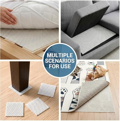 Non Slip Rug Pad Gripper for Hardwood Floors, 9x12 FT Anti Slide Rug Underlay, Eco Safe Odor Free, Cushioned Floor Protector, Cut-to-Size Multi-Purpose Pad