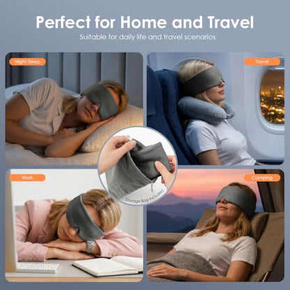 Sleep Masks for Women Men, Light Blocking Eye Masks for Sleeping, Soft No Pressure Breathable Blindfold for Restful Sleep, Suitable for Airplane Travel Essentials, Relaxation Gifts for Women (Gray)